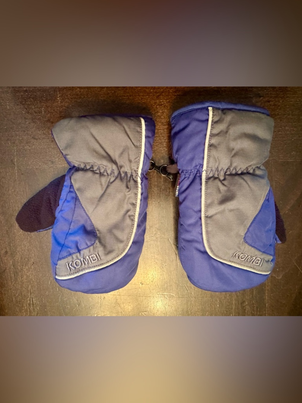 KOMBI Kids Blue and Gray Mittens